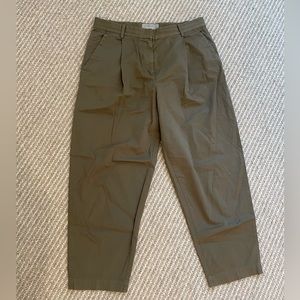 OLIVE GREEN EVERLANE SUIT PANTS